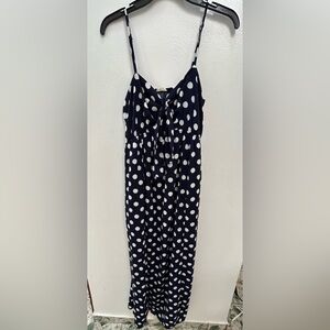 Main Strip Navy and White Polka Dot Skirt